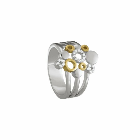 Bague Jourdan Bijoux Zao en argent, plaqué or jaune et oxyde de zirconium