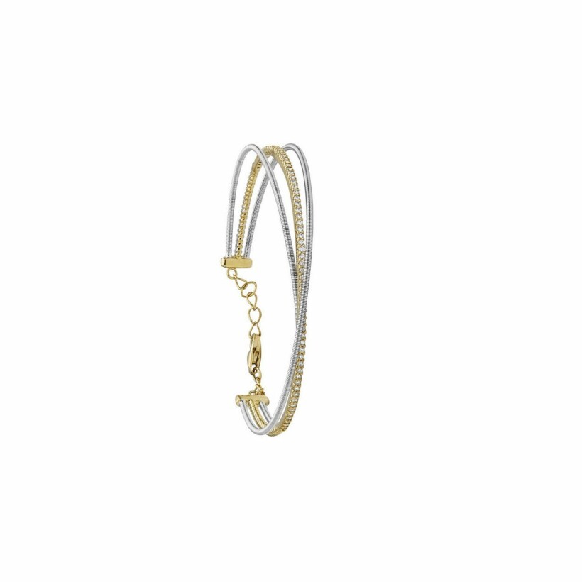 Bracelet Jourdan Bijoux Adagio en argent, plaqué or jaune et oxyde de zirconium