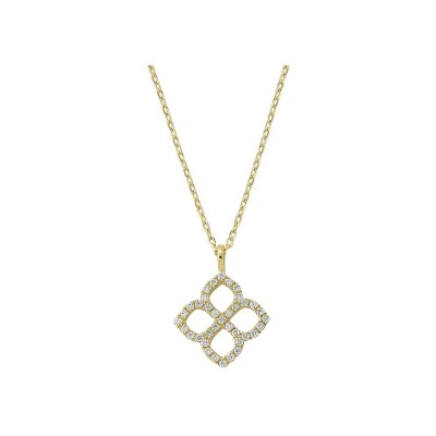 Pendentif fleur en or jaune et diamants