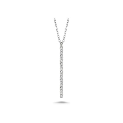Pendentif barrette en or blanc et diamants