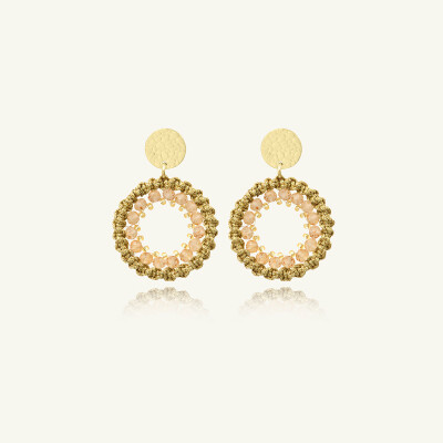 Boucles d'oreilles Sàntibé Bijoux Aphrodite en laiton, métal doré et perles doré