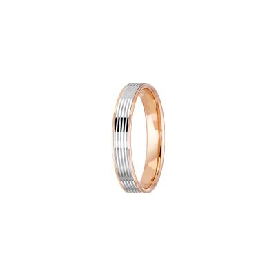 Alliance Jules et Louise en or rose et platine, largeur 4mm
