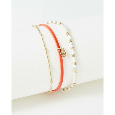 Bracelet FlowersforZoé APPOLINE en acier doré et cuir, T1