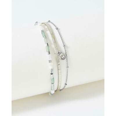 Bracelet FlowersforZoé APPOLINE en acier et cuir, T1