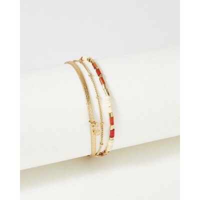 Bracelet FlowersforZoé APPOLINE en acier doré et cuir, T2