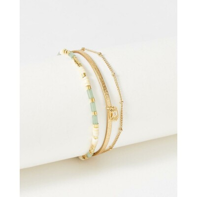 Bracelet FlowersforZoé APPOLINE en acier doré et cuir, T1