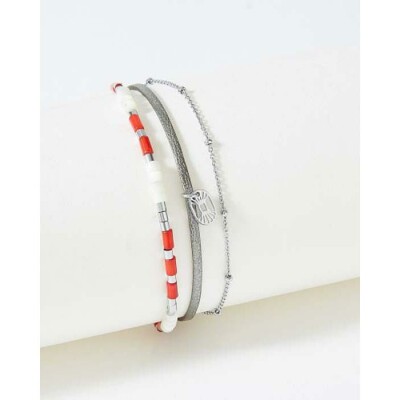 Bracelet FlowersforZoé APPOLINE en acier et cuir, T1