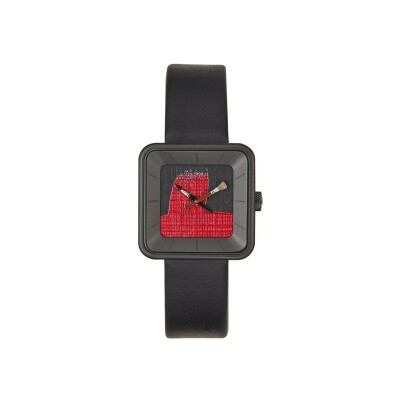 Montre AKTEO Peinture Noir et Rouge 29mm