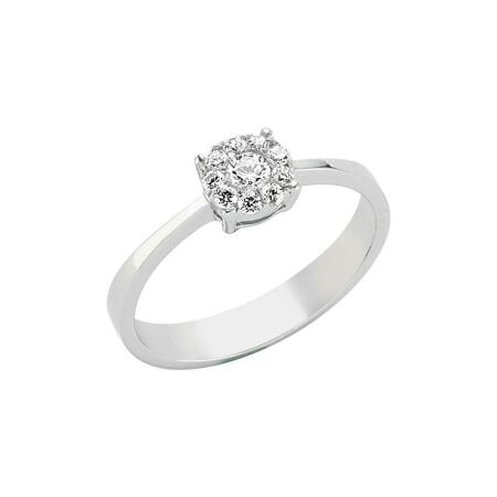 Bague Isabelle Barrier Entourage en or blanc et diamant de 0.18ct, taille 53