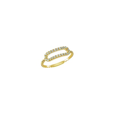Bague perlée en or jaune et diamants