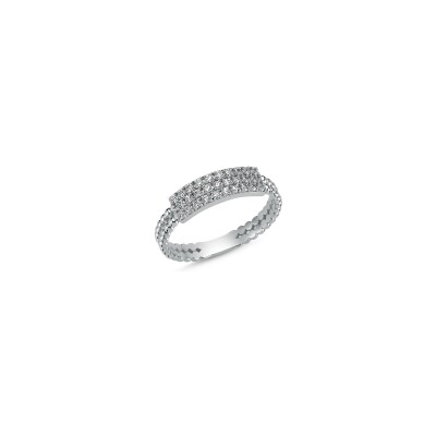Bague perlée en or blanc et diamants