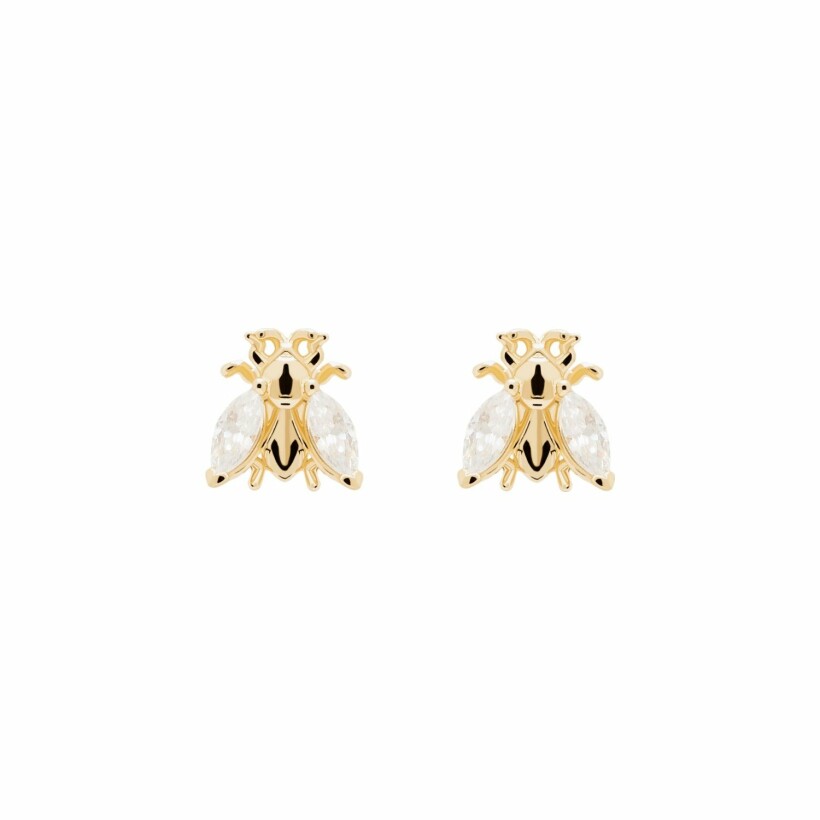 Boucles d'oreilles PDPaola Zaza Buzz Gold en argent doré et oxydes de zirconium