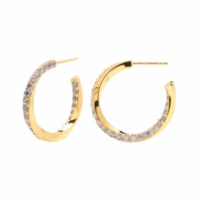 Boucles d'oreilles PDPaola Cavalier en argent doré et oxydes de zirconium, 26mm