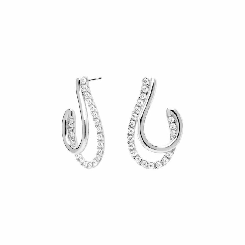 Boucles d'oreilles PDPaola Koko Koy Silver en métal argenté et oxydes de zirconium, 25mm