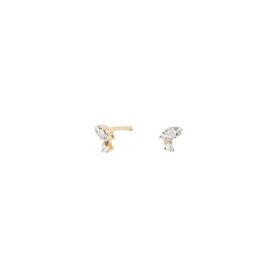 Boucles d'oreilles PDPaola Lucy en or jaune et diamants de synthèse