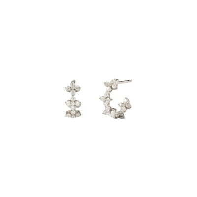 Boucles d'oreilles PDPaola Maggie en or blanc et diamant de synthèse