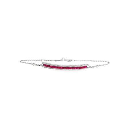 Bracelet en or blanc, rubis et diamants