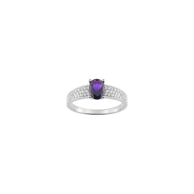 Bague en argent rhodié et oxyde de zirconium