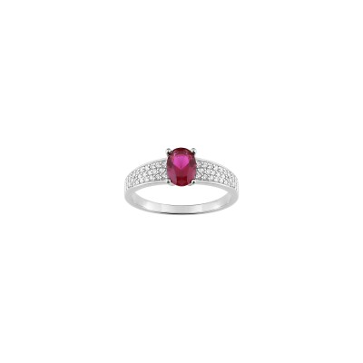 Bague en argent rhodié et oxyde de zirconium