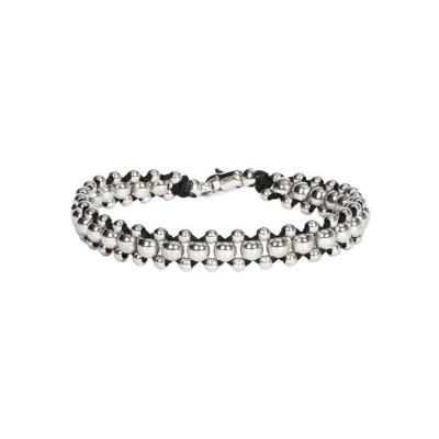HARRICANA bracelet in rhodium-plated silver, black, small model