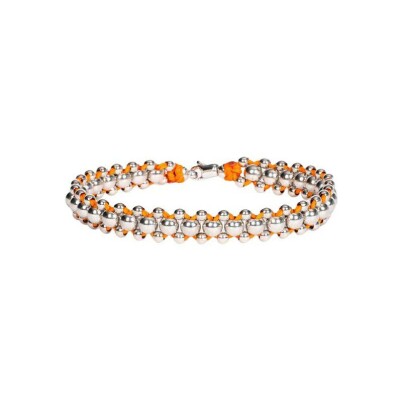 HARRICANA bracelet in rhodium-plated silver, orange, large model