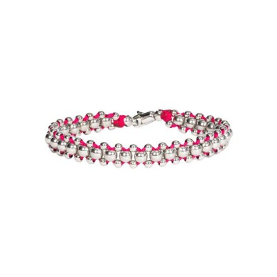 HARRICANA bracelet in rhodium-plated silver, pink, small model