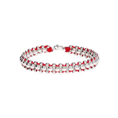 HARRICANA bracelet in rhodium-plated silver, red, large model