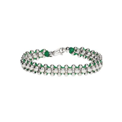 HARRICANA bracelet in rhodium-plated silver, green, large model