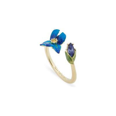 Bague Les Néréides Les Iris de Vincent en laiton doré à l'or fin, émail et verre