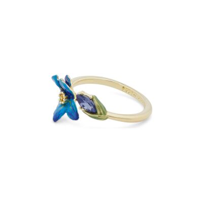 Bague Les Néréides Les Iris de Vincent en laiton doré à l'or fin, émail et verre