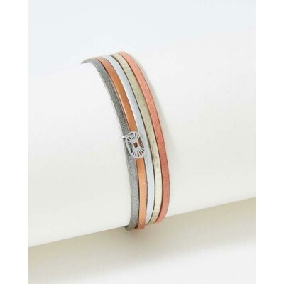 Bracelet FlowersforZoé ARTISTE en acier et cuir, T1