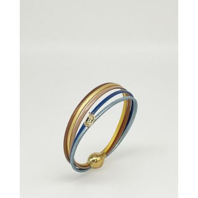 Bracelet FlowersforZoé ARTISTE Royal Blue en cuir et métal, T1