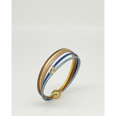 Bracelet FlowersforZoé ARTISTE Royal Blue en cuir et métal, T2