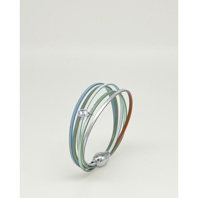 Bracelet FlowersforZoé ARTISTE Lagoon en cuir et métal, T1