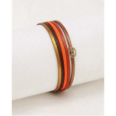 Bracelet FlowersForZoé ARTISTE Gold Flame en cuir et acier, T1
