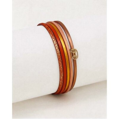 Bracelet FlowersForZoé ARTISTE Copper Gold en cuir et acier, T1