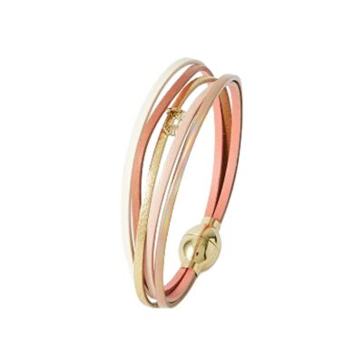 Bracelet FlowersForZoé ARTISTE Let It Be  en cuir et acier