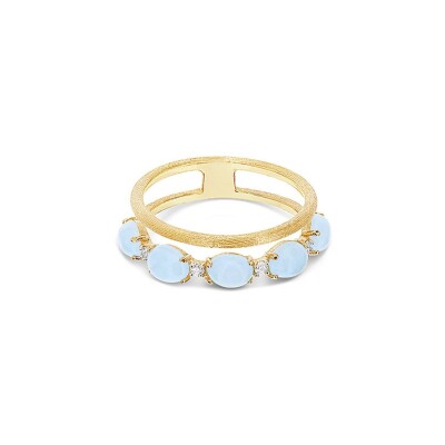 Bague Nanis Dancing Azure en or jaune, diamants et aigue-marine