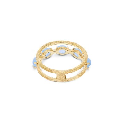 Bague Nanis Dancing Azure en or jaune, diamants et aigue-marine