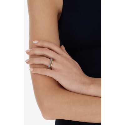 Bague Nanis Dancing Azure en or jaune, diamants et aigue-marine