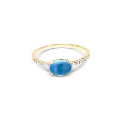 Bague Nanis Dancing Azure en or jaune, diamants et topaze Bleu London