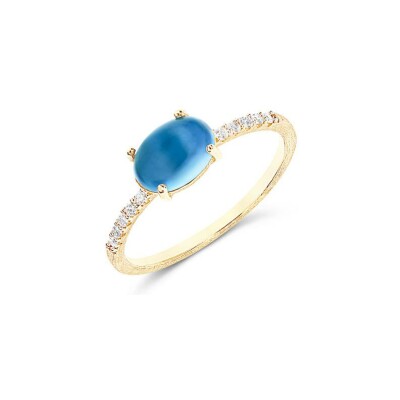 Bague Nanis Dancing Azure en or jaune, diamants et topaze Bleu London