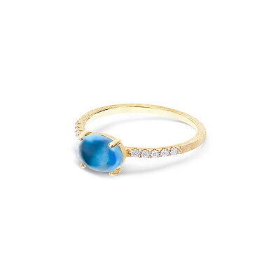 Bague Nanis Dancing Azure en or jaune, diamants et topaze Bleu London