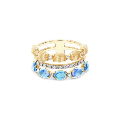 Bague Nanis Dancing Azure en or jaune, diamants et topaze Bleu London