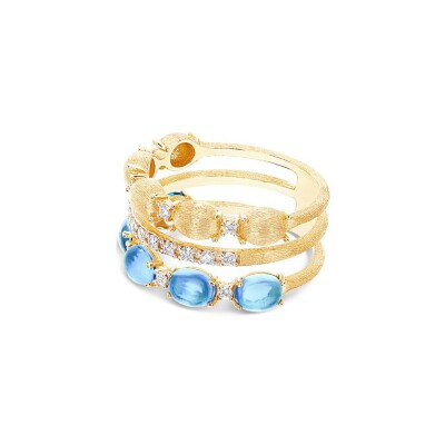 Bague Nanis Dancing Azure en or jaune, diamants et topaze Bleu London