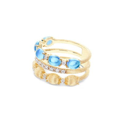 Bague Nanis Dancing Azure en or jaune, diamants et topaze Bleu London