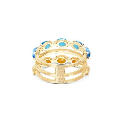 Bague Nanis Dancing Azure en or jaune, diamants et topaze Bleu London