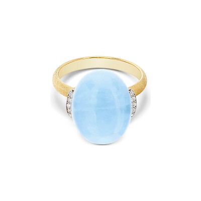 Bague Nanis Dancing Azure en or jaune, diamants et aigue-marine