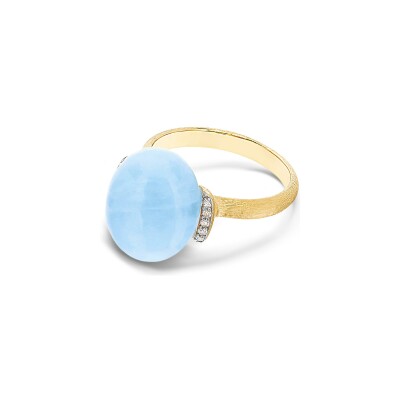 Bague Nanis Dancing Azure en or jaune, diamants et aigue-marine
