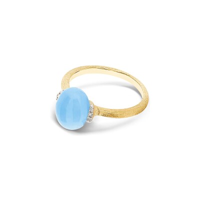 Bague Nanis Dancing Azure en or jaune, diamants et aigue-marine